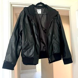 Hooded Faux leather jacket